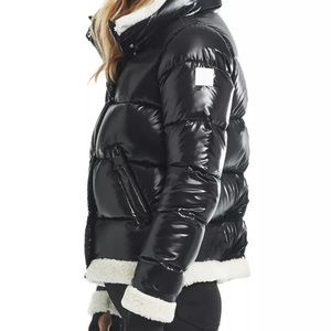 SAM shearling Trim Down Jacket black size S